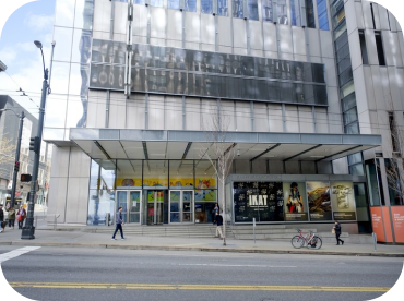 Exterior view of Seattle Art Museum's entrance.
